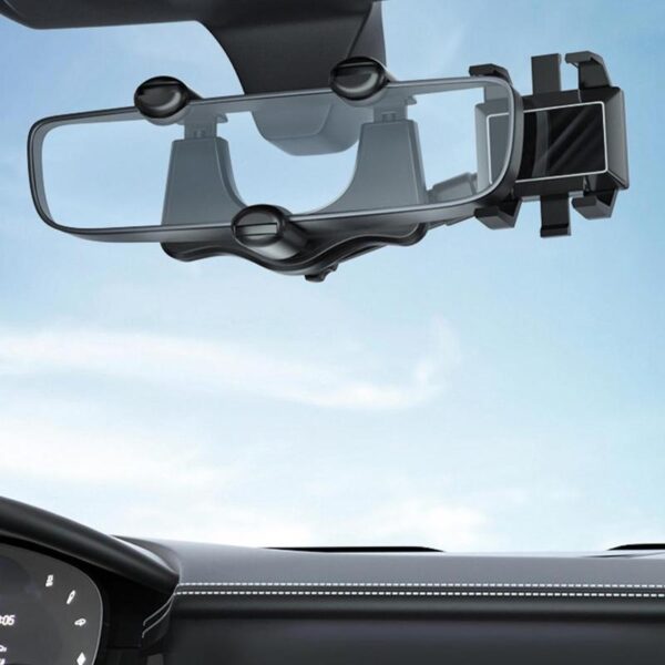 Rearview Mirror Phone Holder For Car Rotatable And Retractable Car Phone Holder Multifunctional 360 Rear View Mirror Phone Holder Suitable For All Mobile Phones And All Car - Image 5