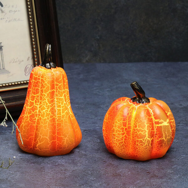 New Halloween Pumpkin Lantern Simulation Pumpkin LED Candle Lamp Resin Luminous Pumpkin - Image 2