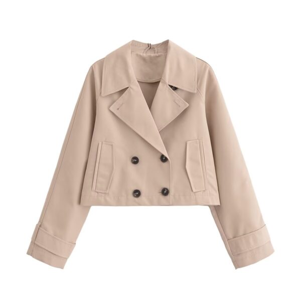 European And American Style Women's Clothing French Trench Coat Long Sleeve Elegant Jacket Coat - Image 5