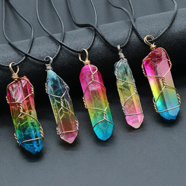 Hot Selling Stone Crystal Pillar Tree Of Life Pendant Ins Fashion Necklace - Image 6