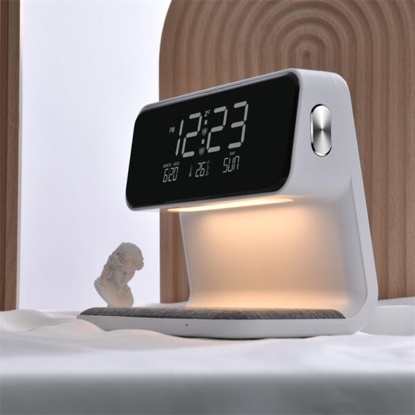 Creative 3 In 1 Bedside Lamp Wireless Charging LCD Screen Alarm Clock  Wireless Phone Charger - Image 6