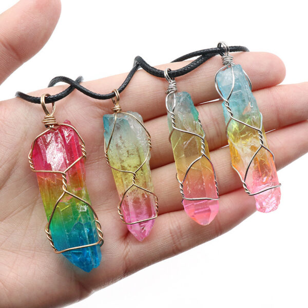 Hot Selling Stone Crystal Pillar Tree Of Life Pendant Ins Fashion Necklace - Image 4