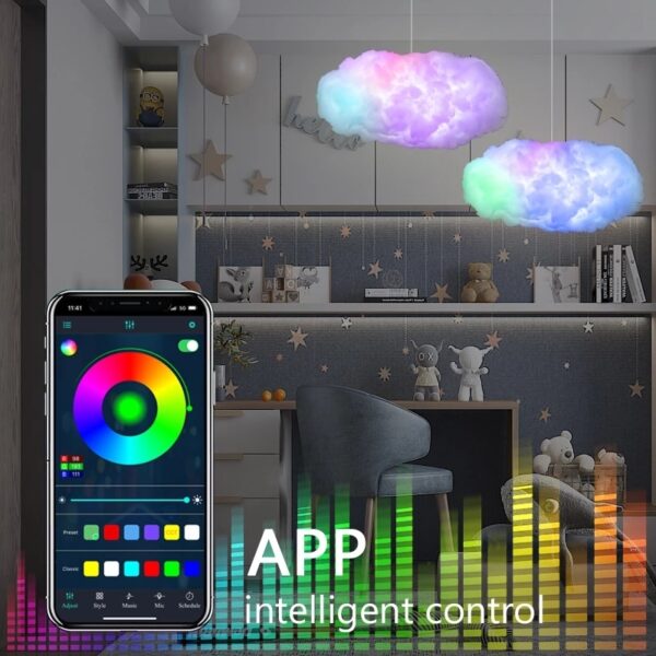 USB Cloud Light APP Control Music Synchronization 3D RGBIC Ambient Light Lightning Simulation Clouds Bedroom Room Light - Image 4