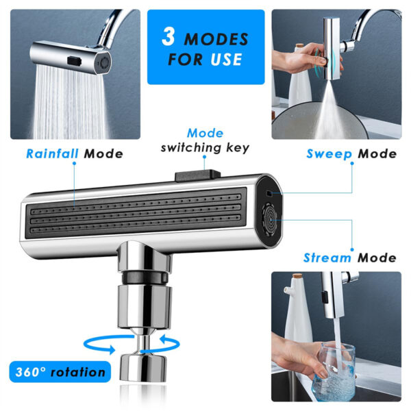 Kitchen Faucet Waterfall Outlet Splash Proof Universal Rotating Bubbler Multifunctional Water Nozzle Extension Kitchen Gadgets - Image 9