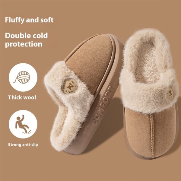 New Plush Slippers For Women Men Winter Warm Home Slipper Indoor Thick-soled Fleece Shoes - Image 4