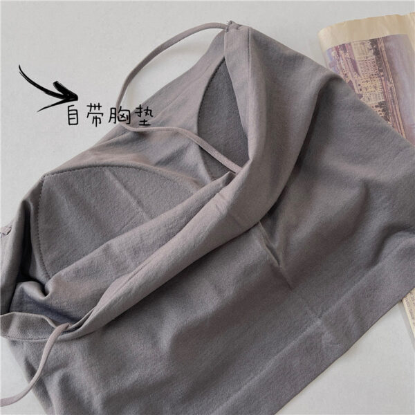 Solid Color Back Bandeau Sling Chest Pad Fixed Cup - Image 4