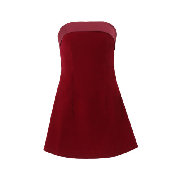 Ins Slim Tube-top Dress Fashion Zipper A-line Short Dresses Party Evening Clothing For Women - Image 2