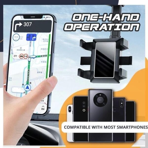 Rearview Mirror Phone Holder For Car Rotatable And Retractable Car Phone Holder Multifunctional 360 Rear View Mirror Phone Holder Suitable For All Mobile Phones And All Car - Image 8