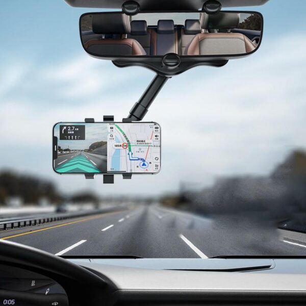 Rearview Mirror Phone Holder For Car Rotatable And Retractable Car Phone Holder Multifunctional 360 Rear View Mirror Phone Holder Suitable For All Mobile Phones And All Car - Image 4