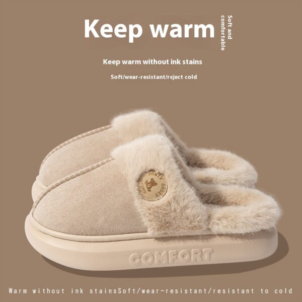 New Plush Slippers For Women Men Winter Warm Home Slipper Indoor Thick-soled Fleece Shoes - Image 3